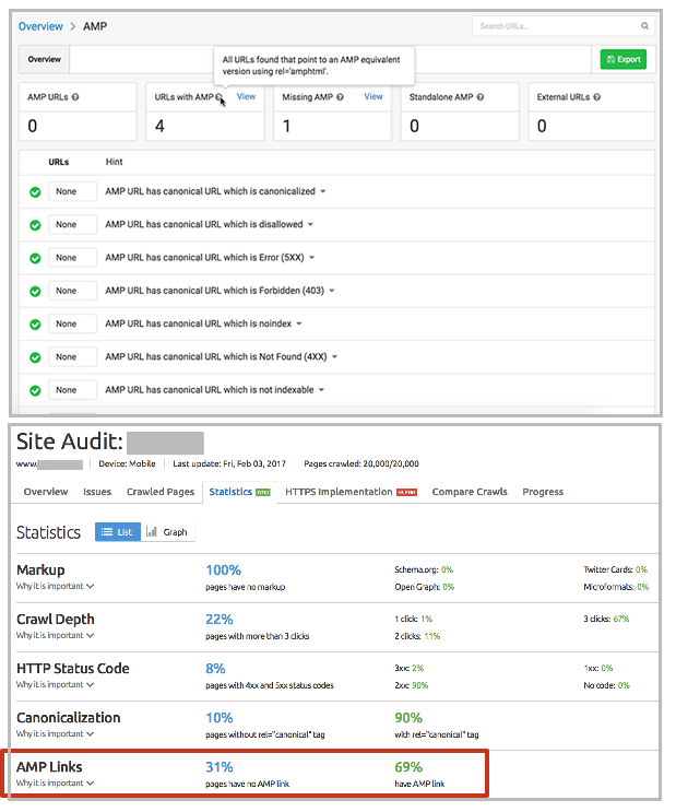 AMP Validation by SEO Crawlers