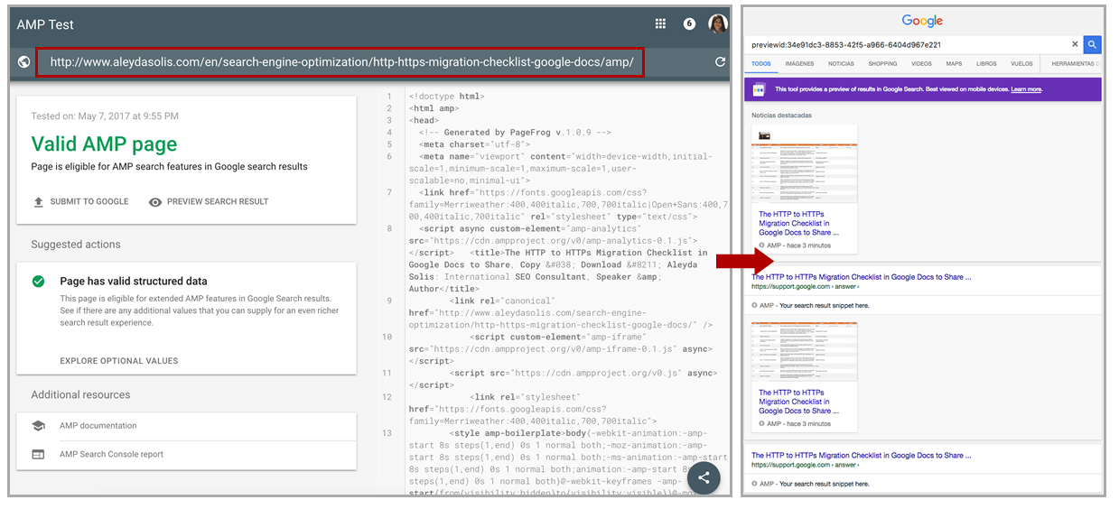 AMP Google Validator